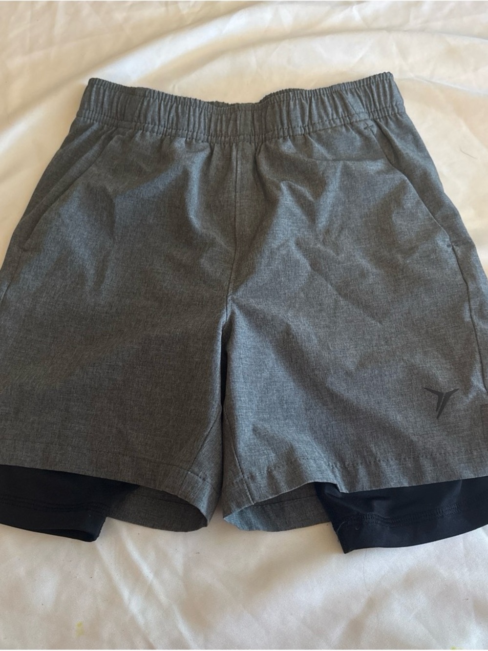 Old Navy Gray Men's Athletic Double-Layer Shorts with Black Liner